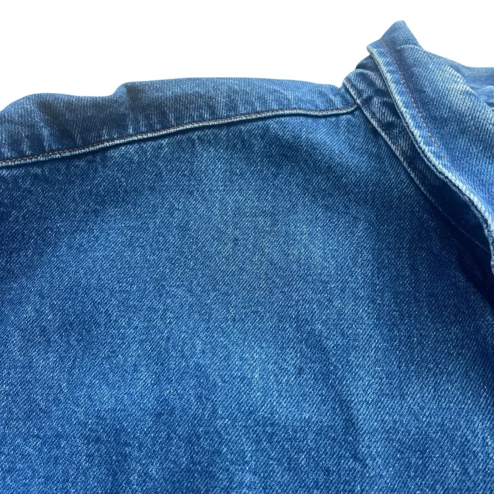 Lock Up Denim Mens XXL Med Wash Denim Button Front Long Sleeve Jean Shirt Jacket